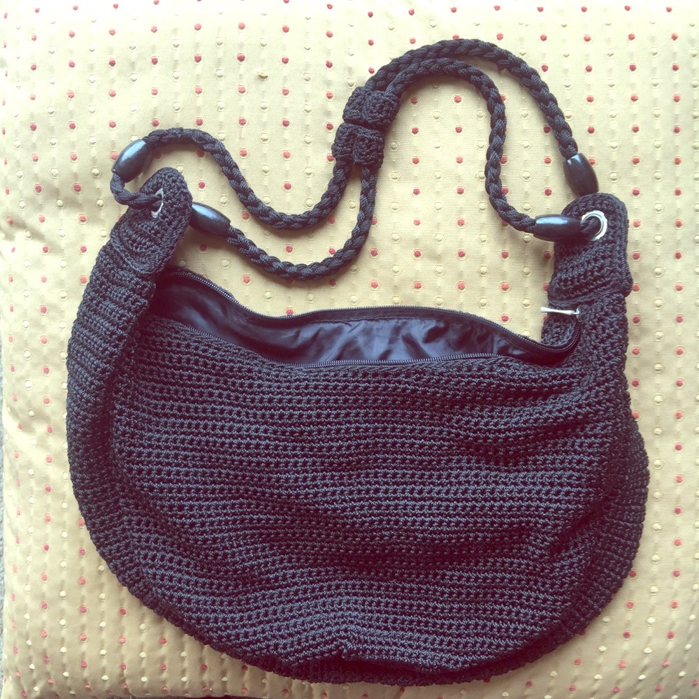 3/$15or4/$20BLACK VINTAGE CROCHETED BOHO BAG